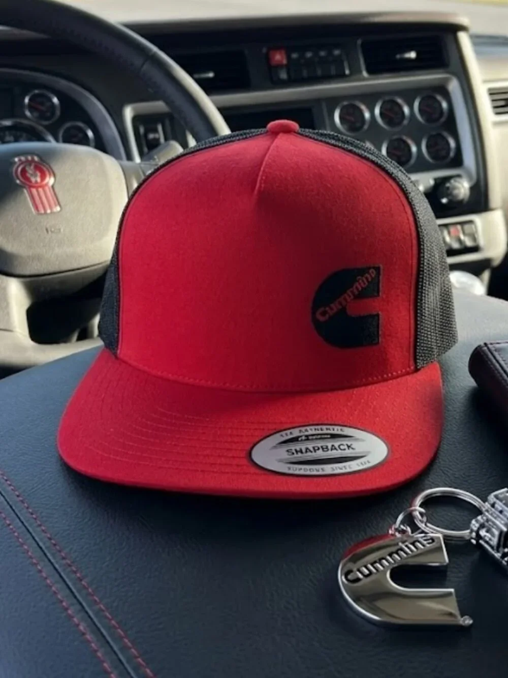 Retro Dodge Diesel Power Trucker Hat Red Black Yupoong Flat Bill Snapback Engine